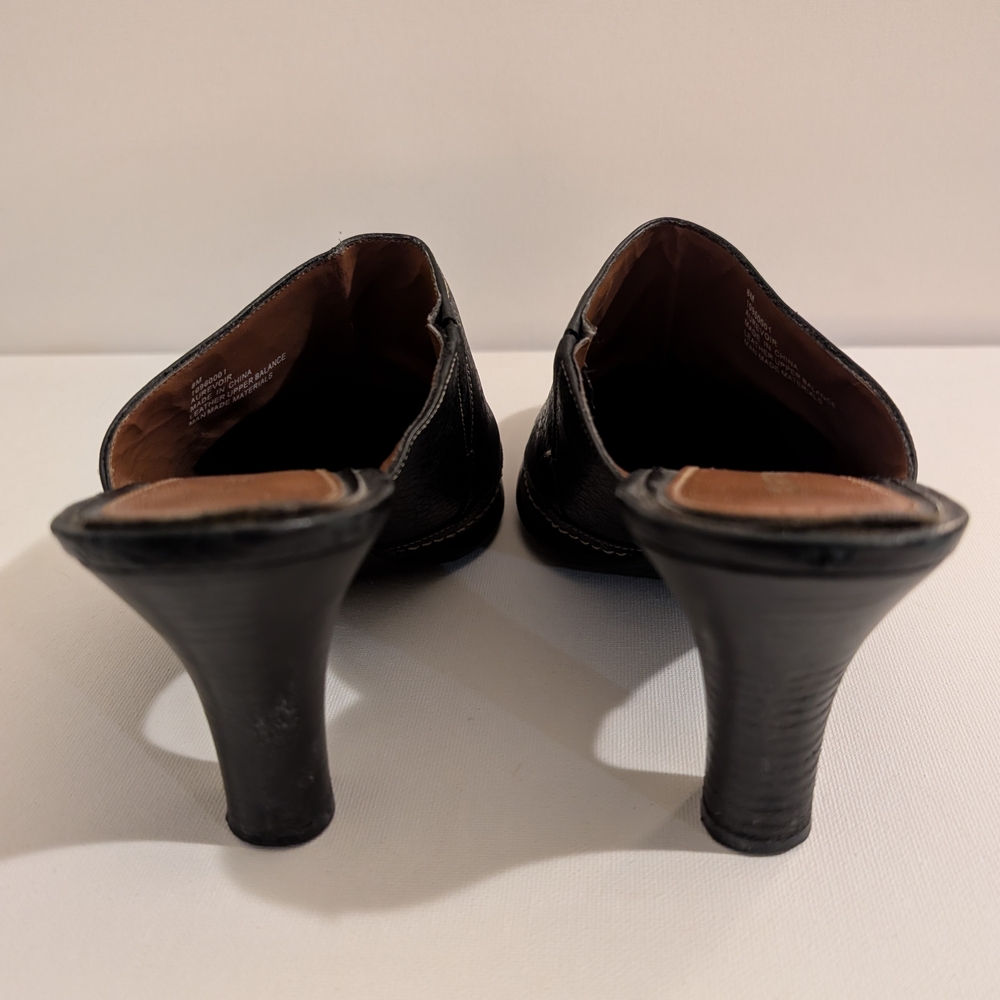 Naturalizer Black Leather Heeled Mules - Picture 4 of 7